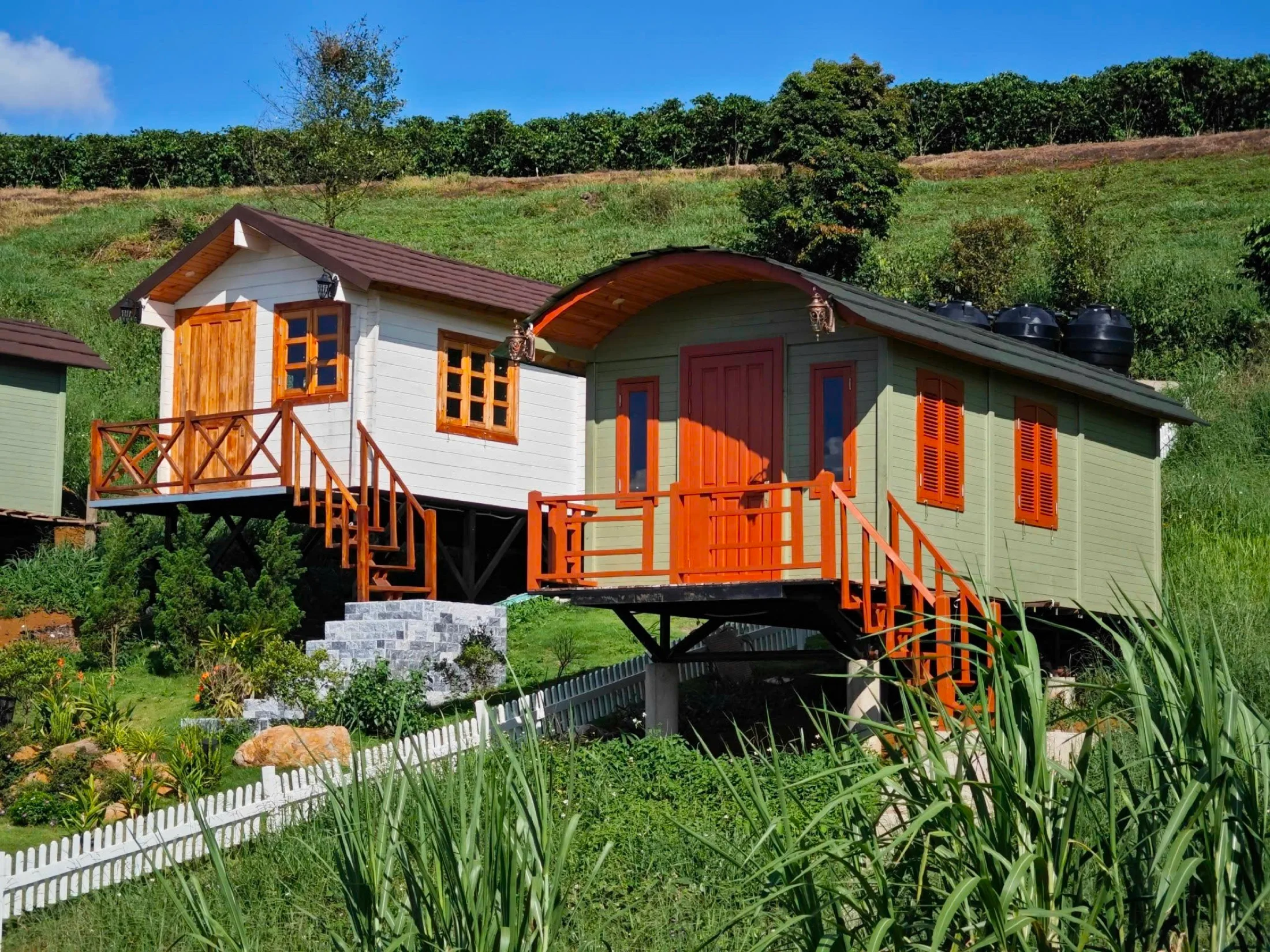 Cụm nhà gỗ nghỉ dưỡng Ecolog House giữa triền đồi xanh